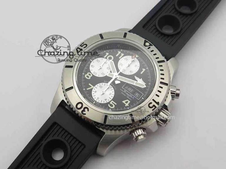 SunProtective SuperOcean SteelFish SS Black Dial On Black Rubber Strap A 5732