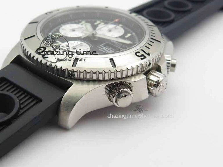 SunProtective SuperOcean SteelFish SS Black Dial On Black Rubber Strap A 5732