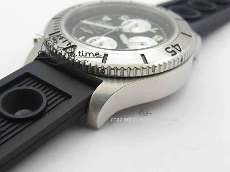 SunProtective SuperOcean SteelFish SS Black Dial On Black Rubber Strap A 5732