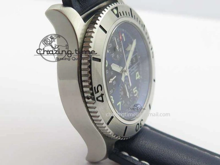 Trendy SuperOcean SteelFish SS Blue Dial On Blue Leather Strap A 5748