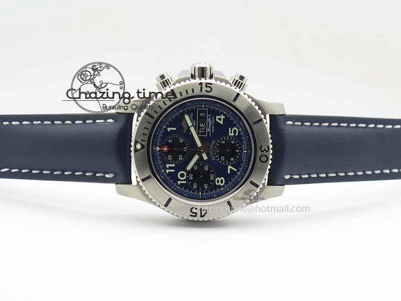 Trendy SuperOcean SteelFish SS Blue Dial On Blue Leather Strap A 5748