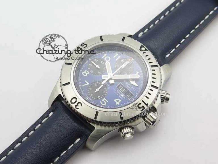 Trendy SuperOcean SteelFish SS Blue Dial On Blue Leather Strap A 5748