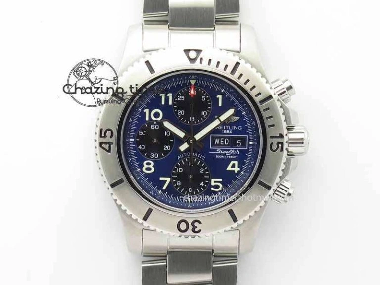 HighPerformance SuperOcean SteelFish SS Blue Dial On SS Bracelet A 5725