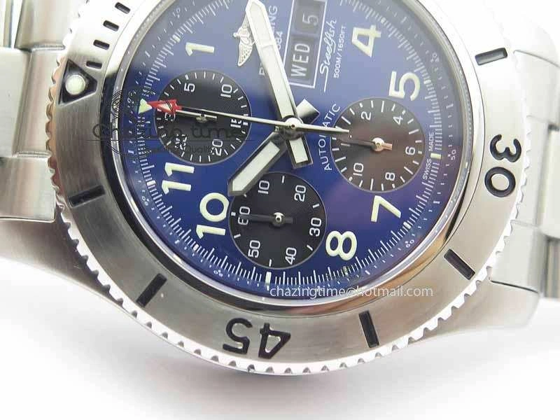HighPerformance SuperOcean SteelFish SS Blue Dial On SS Bracelet A 5725