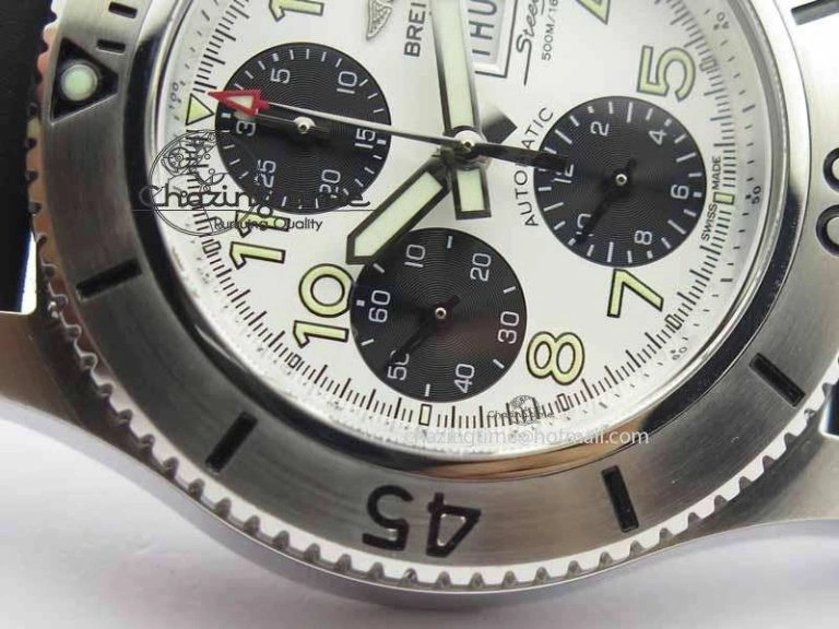Functional SuperOcean SteelFish SS White Dial On Black Rubber Strap A 5733