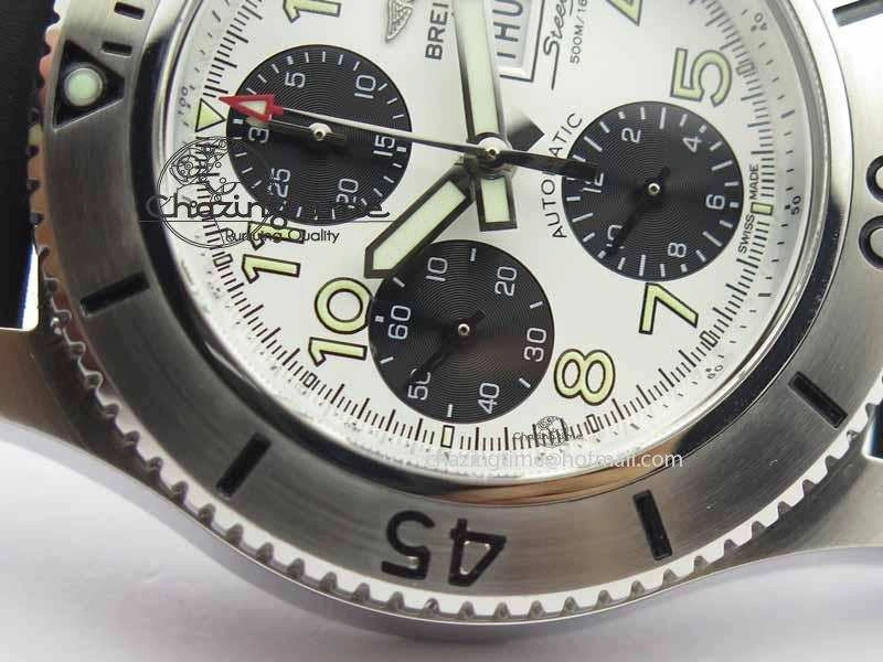 Functional SuperOcean SteelFish SS White Dial On Black Rubber Strap A 5733