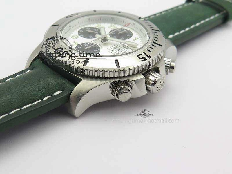 SuperOcean SteelFish SS White Dial On Green Leather Strap A EyeCatching 5749