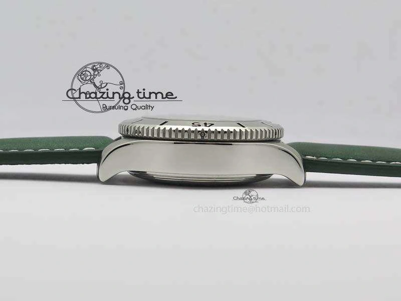 SuperOcean SteelFish SS White Dial On Green Leather Strap A EyeCatching 5749