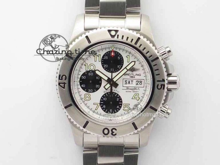 Premium SuperOcean SteelFish SS White Dial On SS Bracelet A 5723