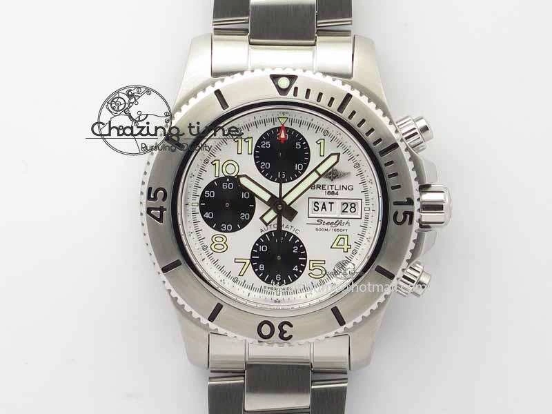 Premium SuperOcean SteelFish SS White Dial On SS Bracelet A 5723