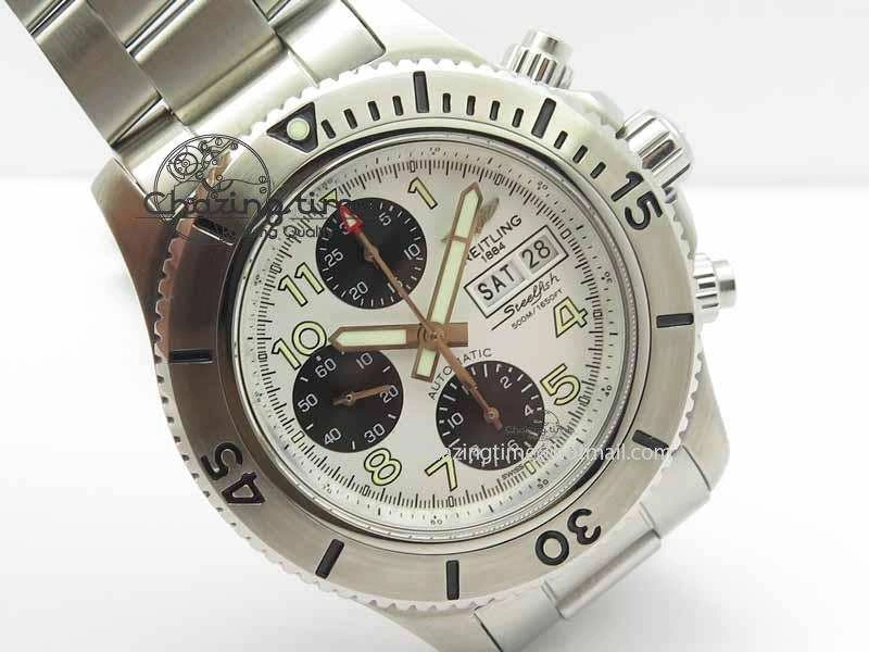 Premium SuperOcean SteelFish SS White Dial On SS Bracelet A 5723