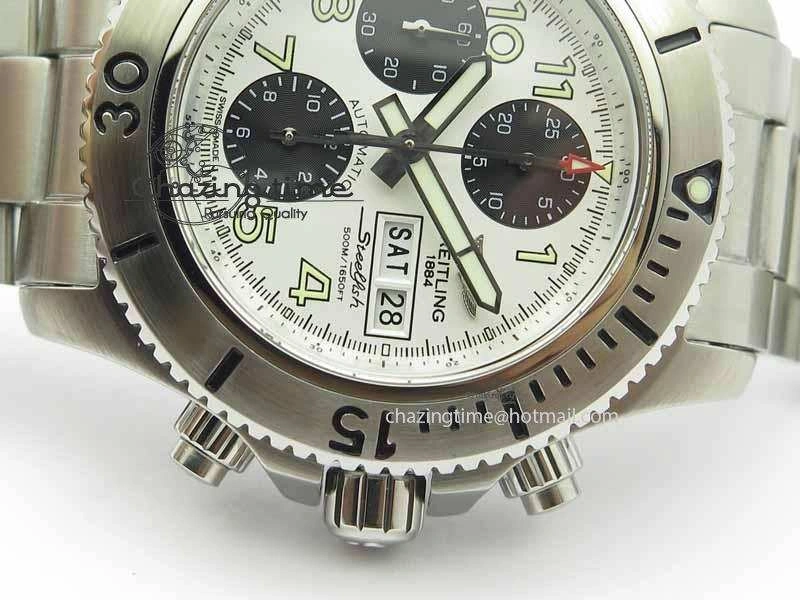 Premium SuperOcean SteelFish SS White Dial On SS Bracelet A 5723