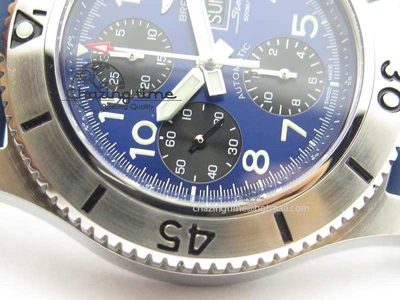 SuperOcean Steelfish Chrono 44mm Blue Dial On Blue Rubber Strap A Comfortable 5764