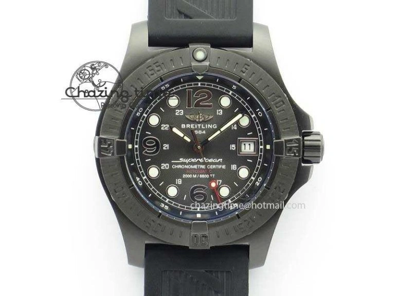 UrbanStyle SuperOcean Steelfish DLC H-Maker SuperLumed Black Dial On Black Rubber Strap A2813 High Beat 5745