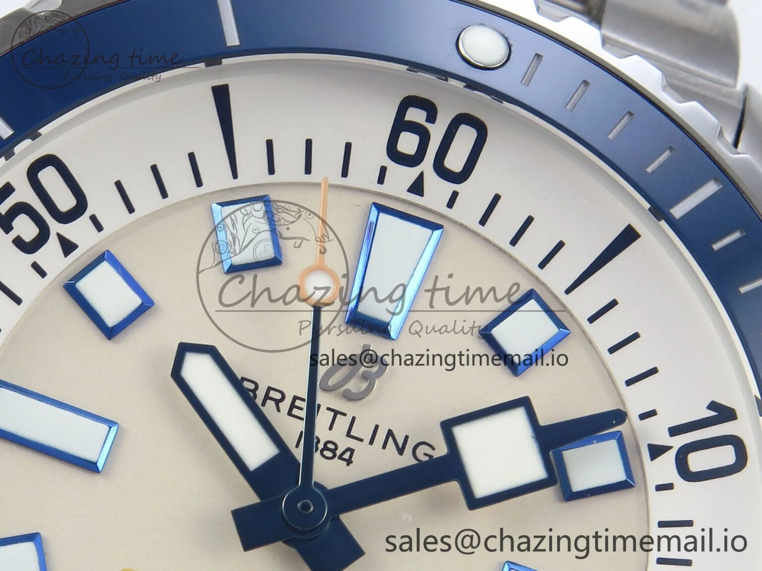 Superocean 44mm SS TF 1:1 Best Edition Beige Dial Blue Bezel on SS Bracelet A Soft 5422