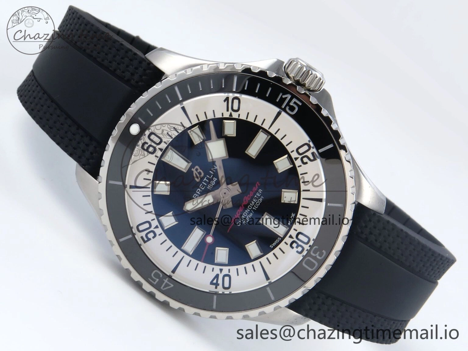 SportInspired Superocean 44mm SS TF 1:1 Best Edition Black Dial Black Bezel on Black Rubber Strap A 5418