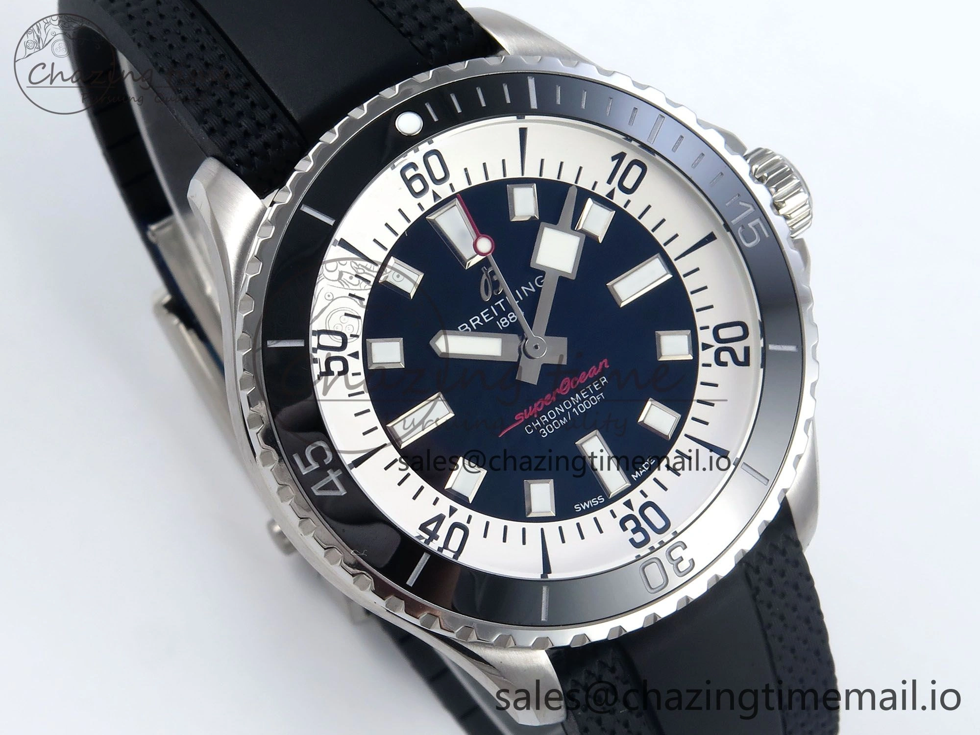 SportInspired Superocean 44mm SS TF 1:1 Best Edition Black Dial Black Bezel on Black Rubber Strap A 5418