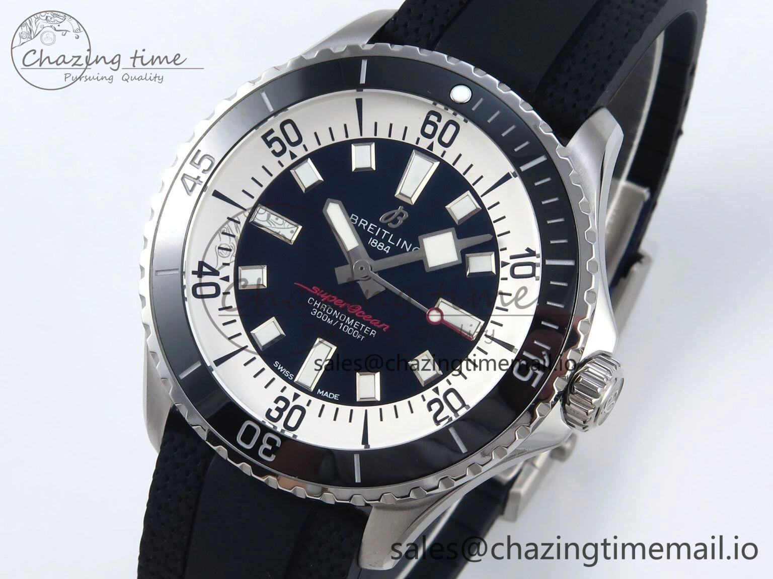 SportInspired Superocean 44mm SS TF 1:1 Best Edition Black Dial Black Bezel on Black Rubber Strap A 5418