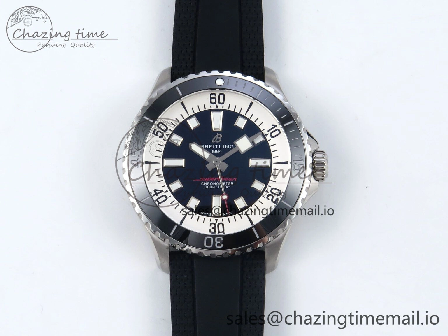 SportInspired Superocean 44mm SS TF 1:1 Best Edition Black Dial Black Bezel on Black Rubber Strap A 5418