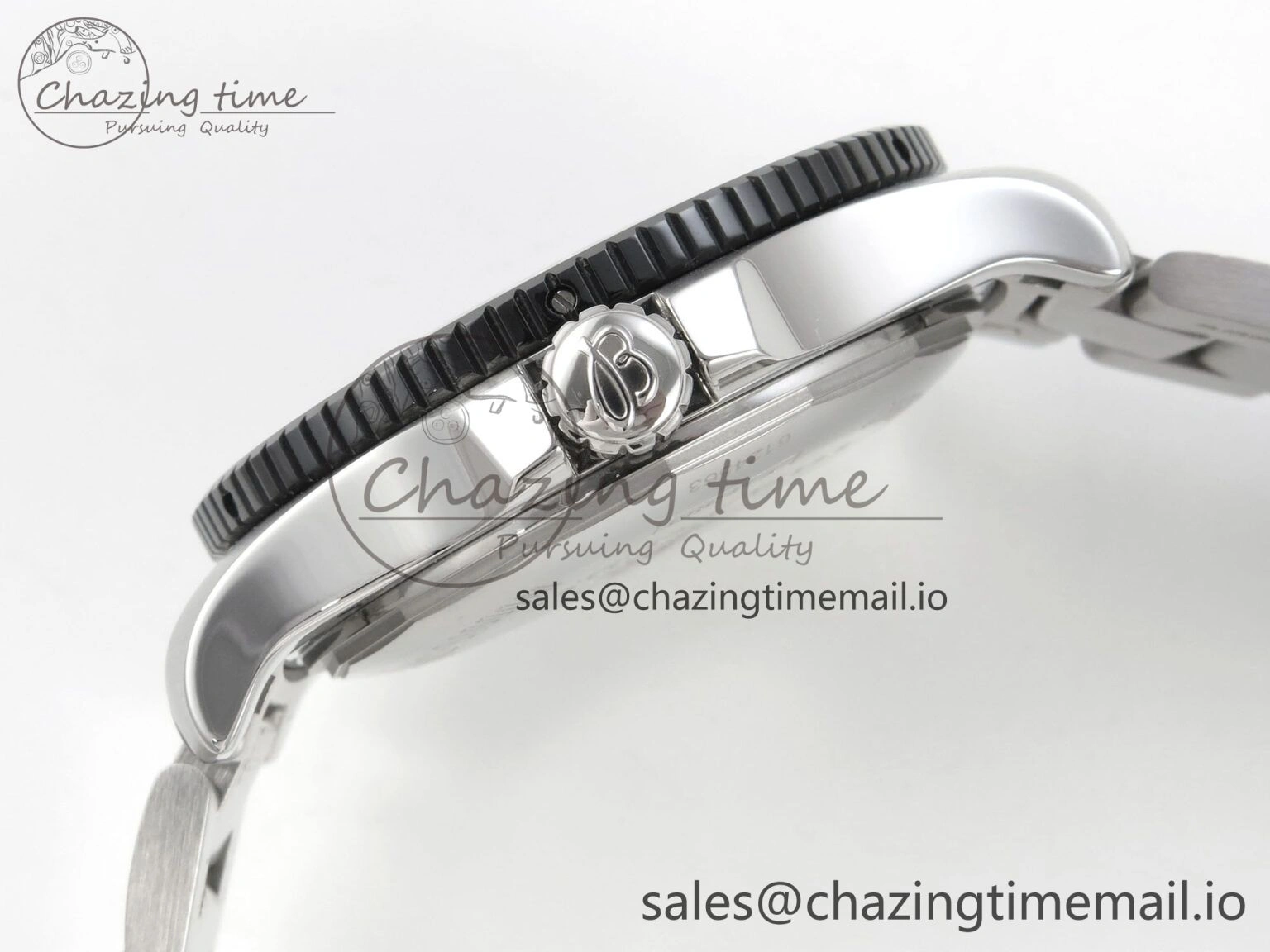 SmoothTexture Superocean 44mm SS TF 1:1 Best Edition Black Dial Black Bezel on SS Bracelet A2824 V 5407