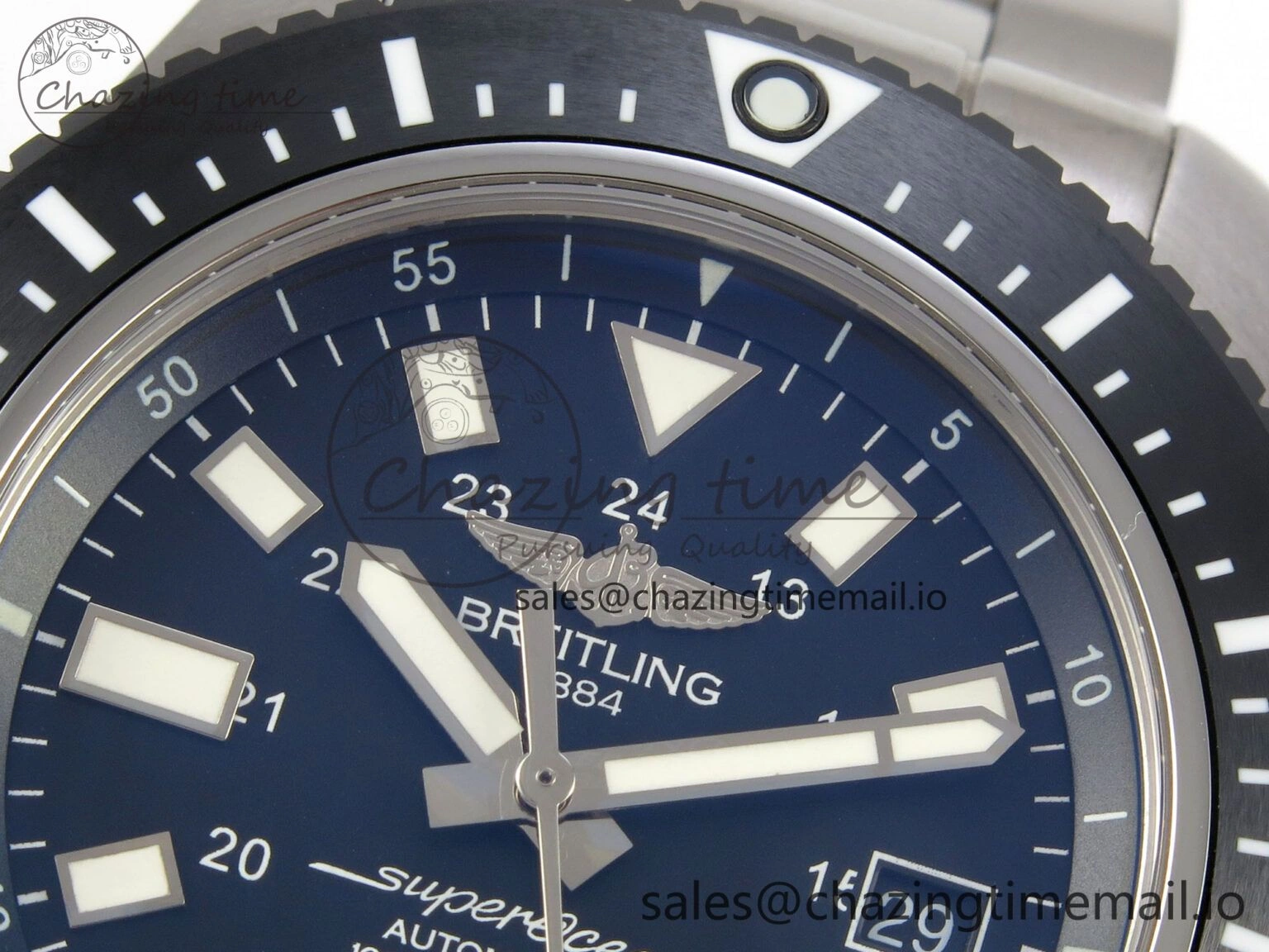SmoothTexture Superocean 44mm SS TF 1:1 Best Edition Black Dial Black Bezel on SS Bracelet A2824 V 5407