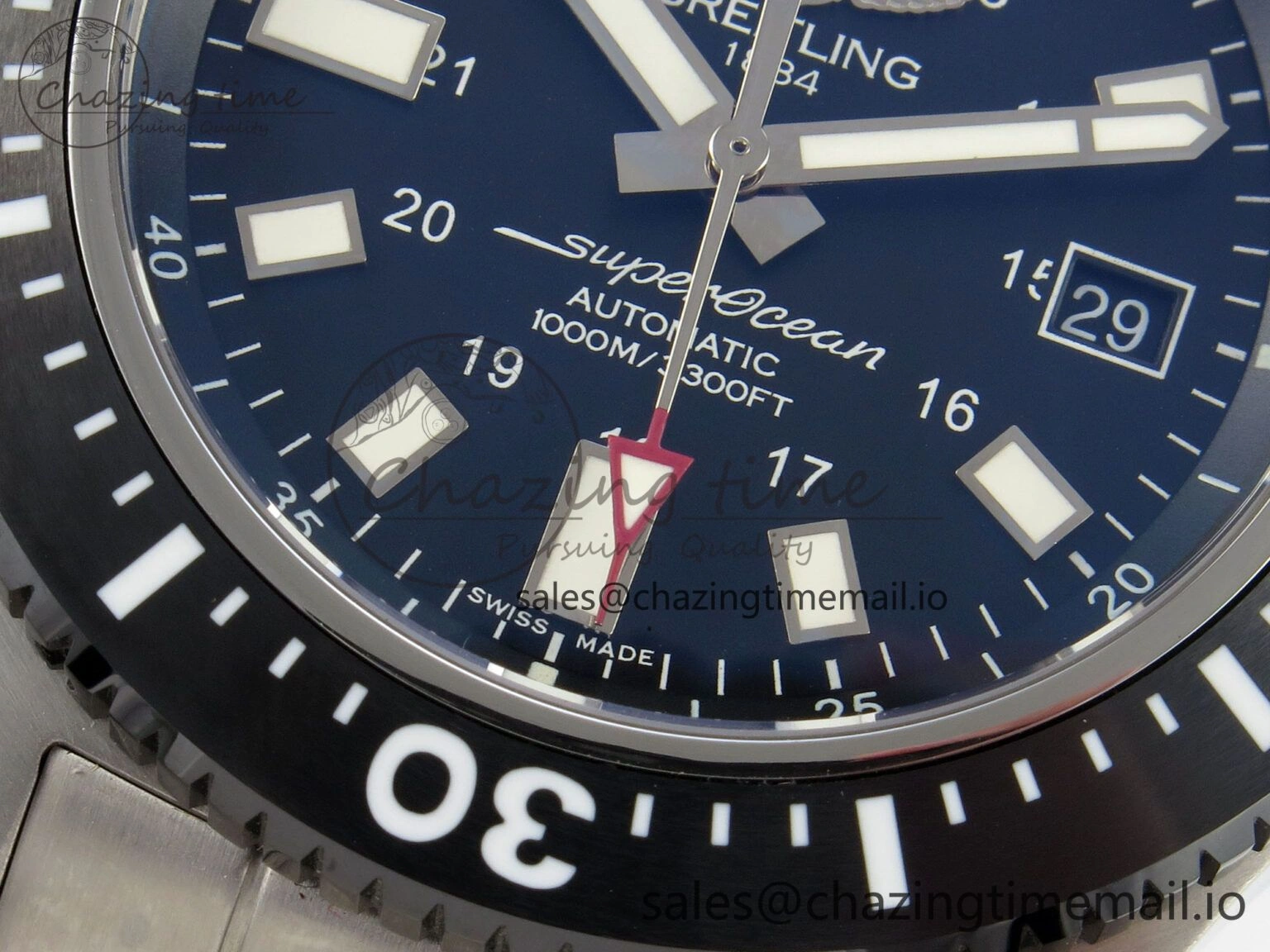 SmoothTexture Superocean 44mm SS TF 1:1 Best Edition Black Dial Black Bezel on SS Bracelet A2824 V 5407