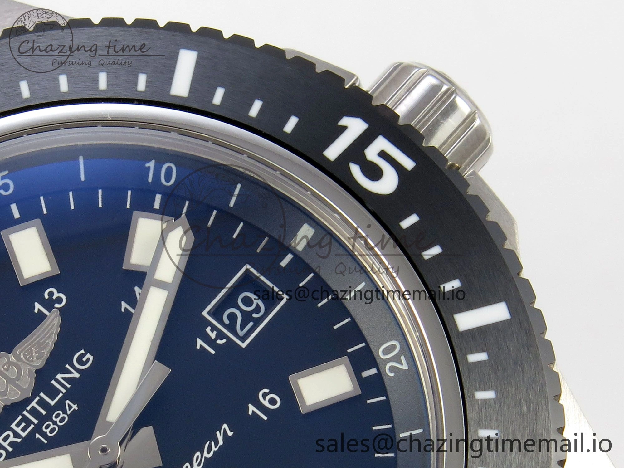 SmoothTexture Superocean 44mm SS TF 1:1 Best Edition Black Dial Black Bezel on SS Bracelet A2824 V 5407