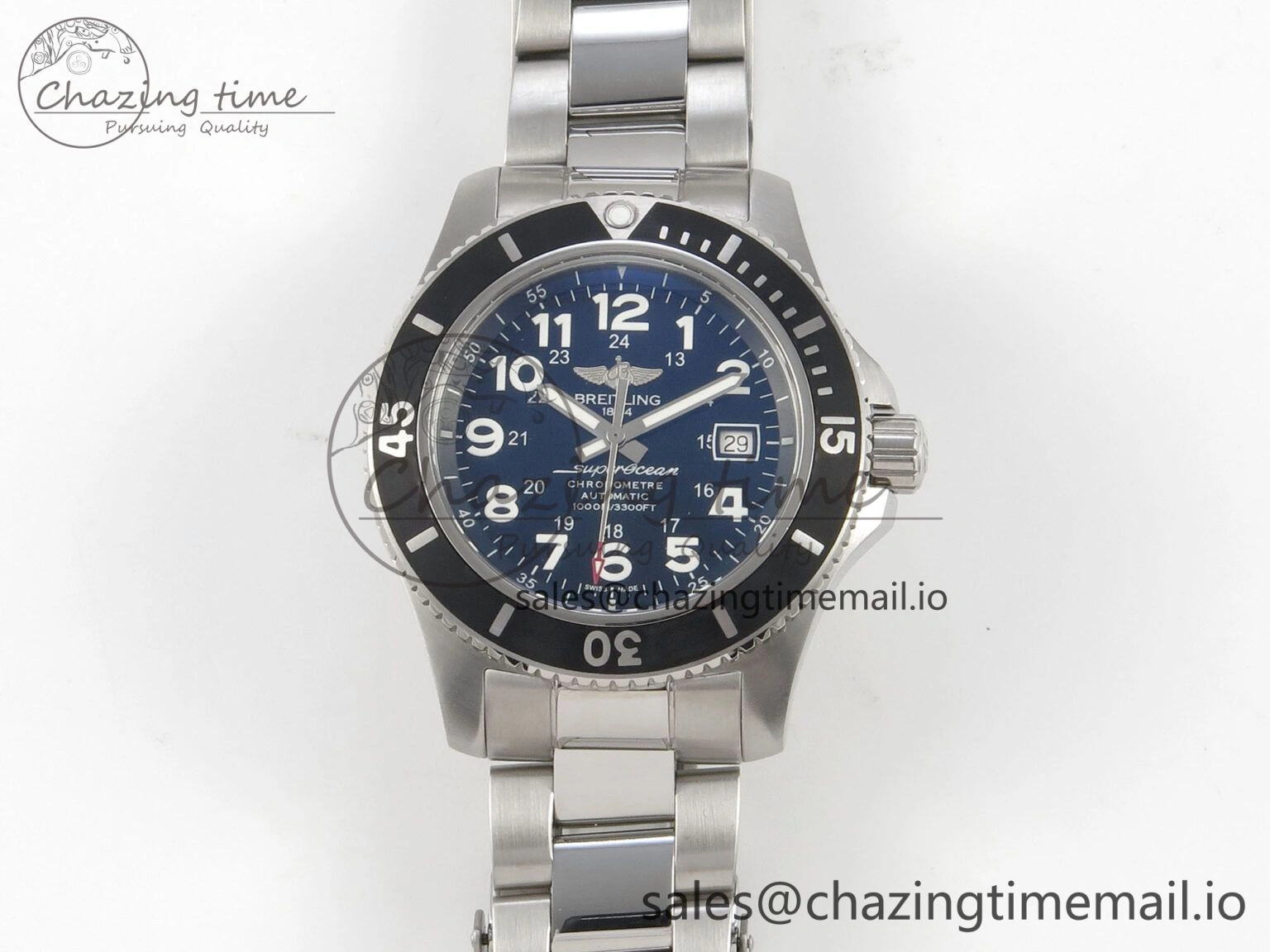 OnTrend Superocean 44mm SS TF 1:1 Best Edition Black Dial Black Bezel on SS Bracelet A2824 V 5406