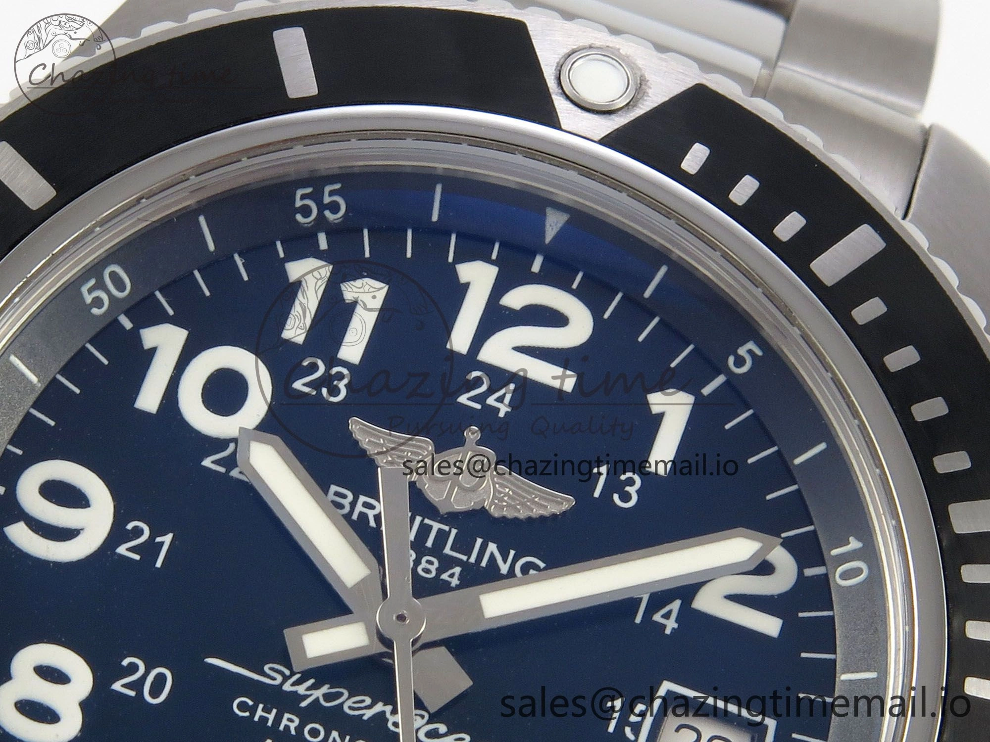 OnTrend Superocean 44mm SS TF 1:1 Best Edition Black Dial Black Bezel on SS Bracelet A2824 V 5406