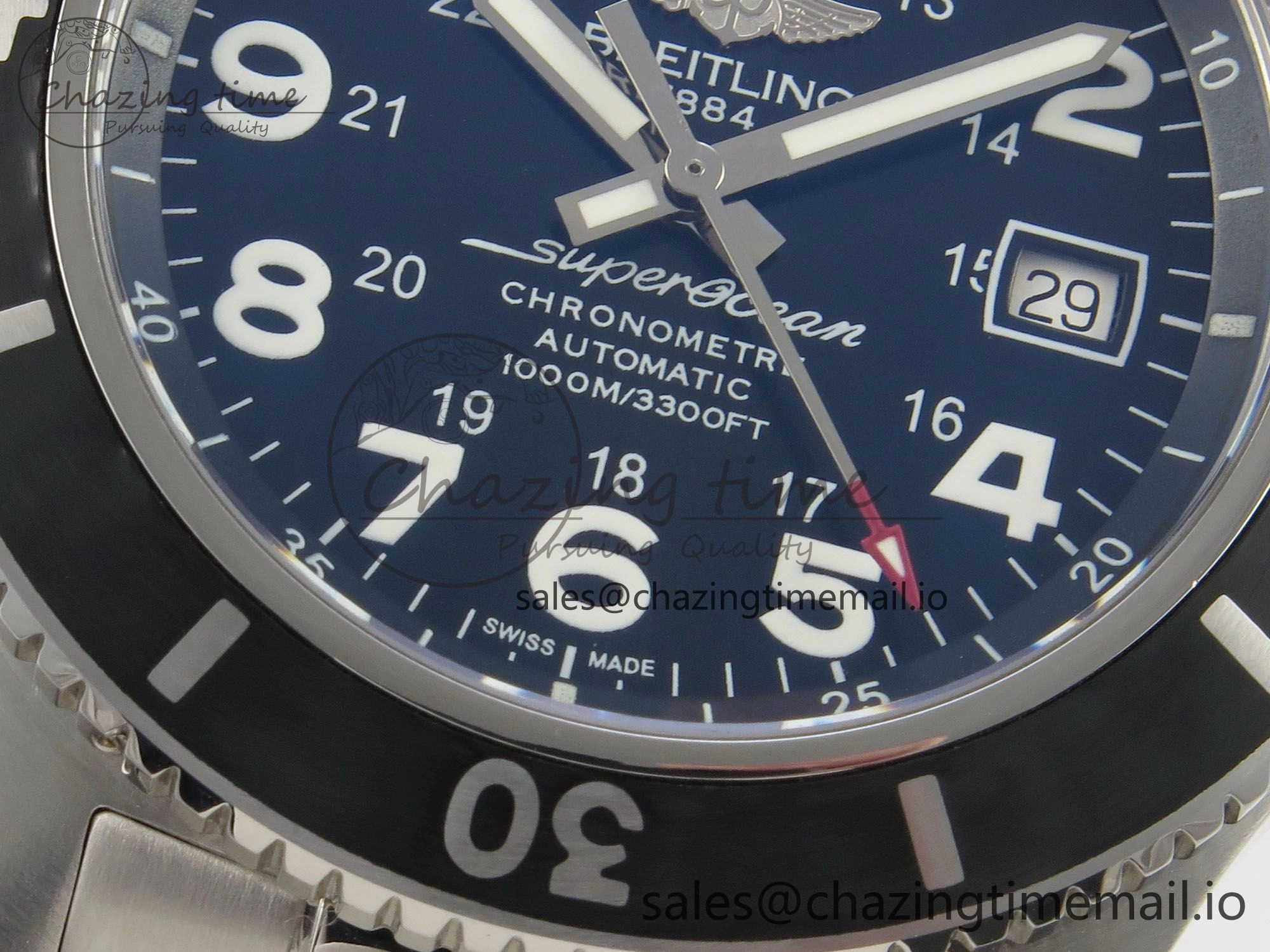 OnTrend Superocean 44mm SS TF 1:1 Best Edition Black Dial Black Bezel on SS Bracelet A2824 V 5406
