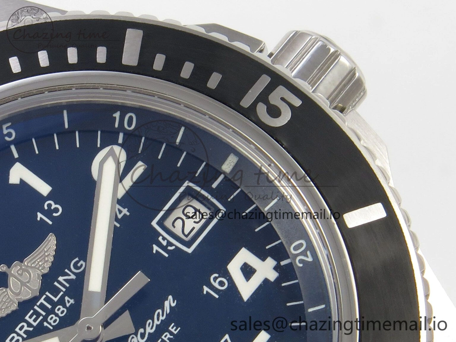 OnTrend Superocean 44mm SS TF 1:1 Best Edition Black Dial Black Bezel on SS Bracelet A2824 V 5406