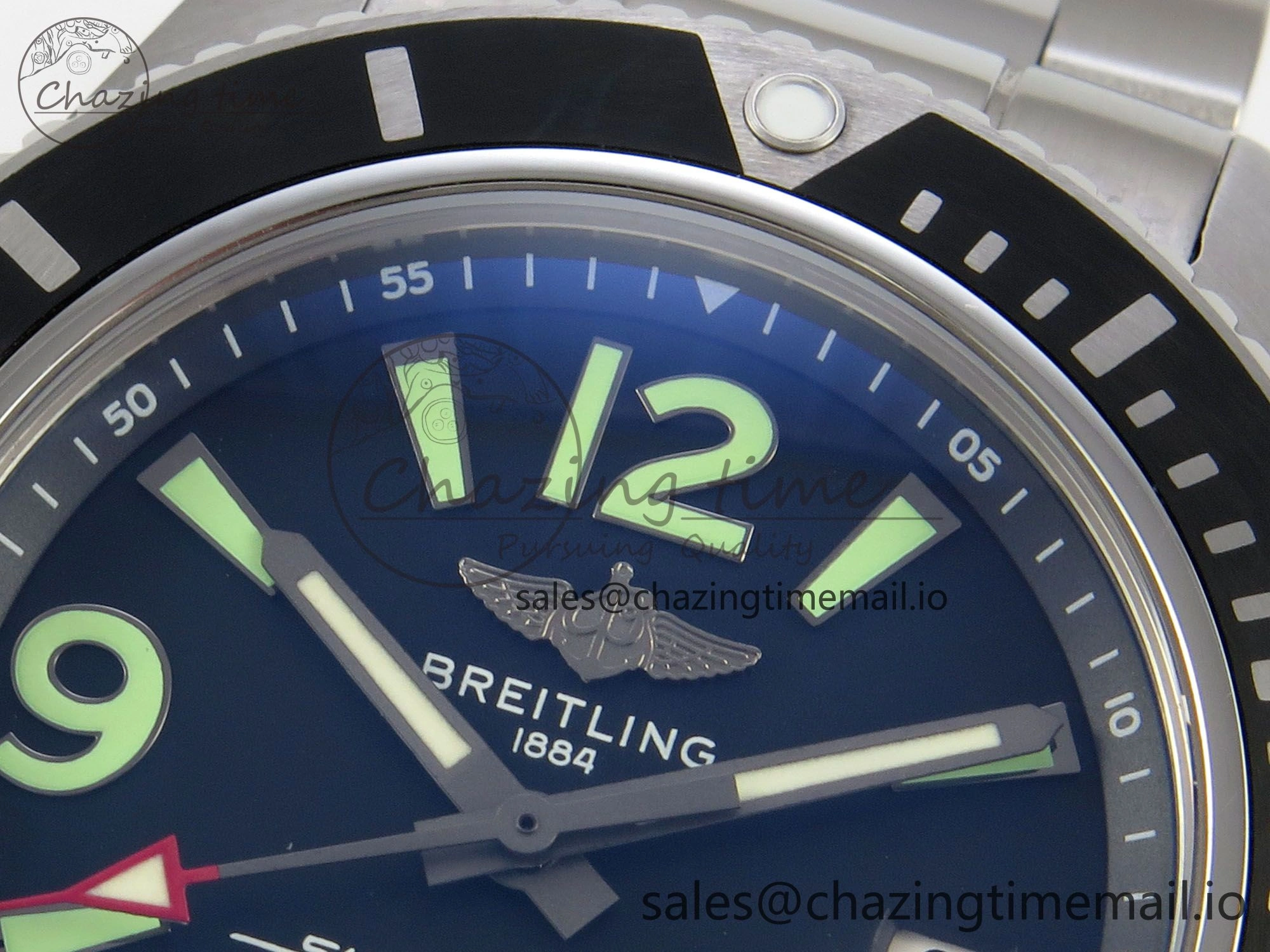 Chic Superocean 44mm SS TF 1:1 Best Edition Black Dial Black Bezel on SS Bracelet A2824 V 5403