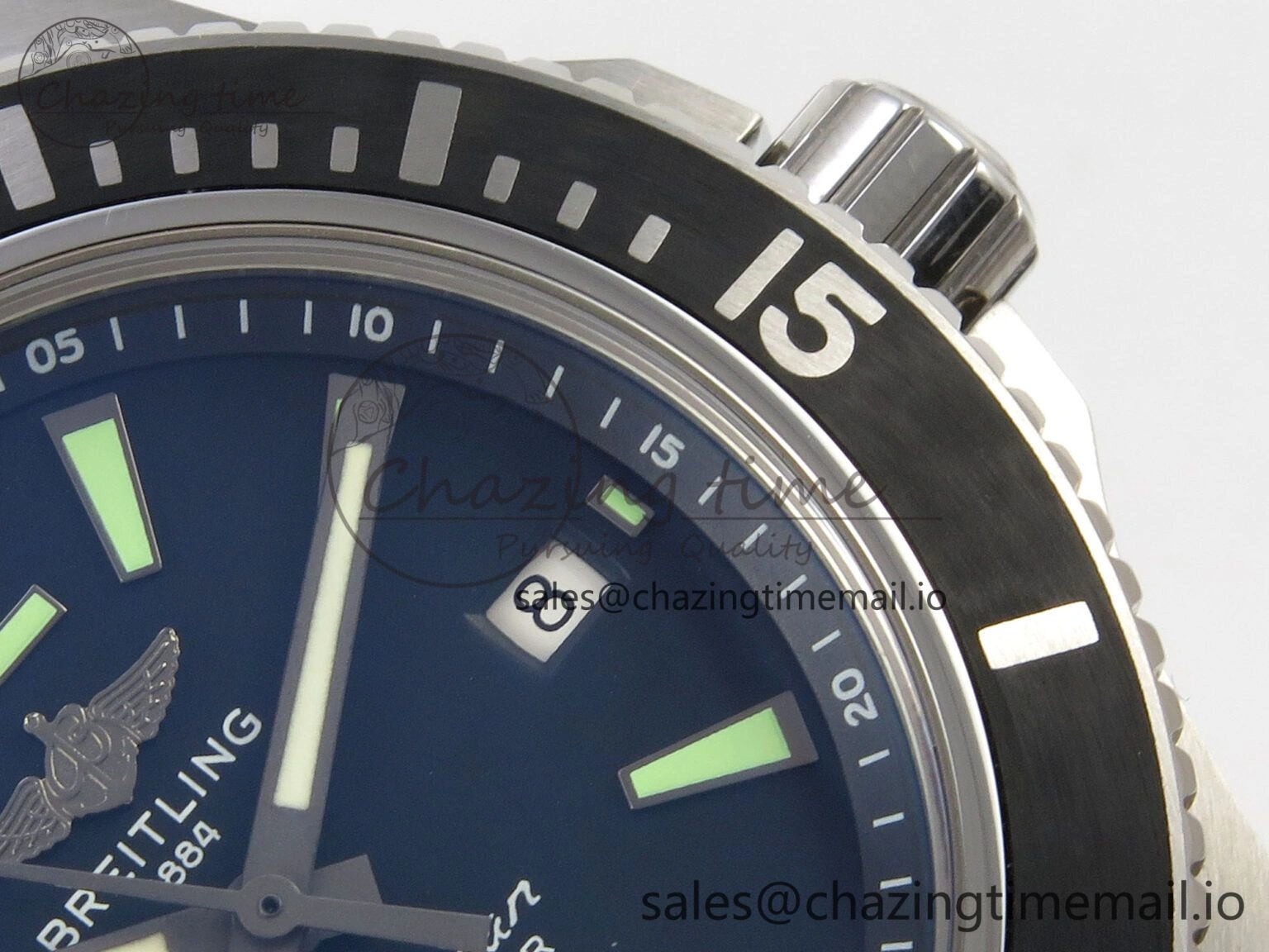Chic Superocean 44mm SS TF 1:1 Best Edition Black Dial Black Bezel on SS Bracelet A2824 V 5403