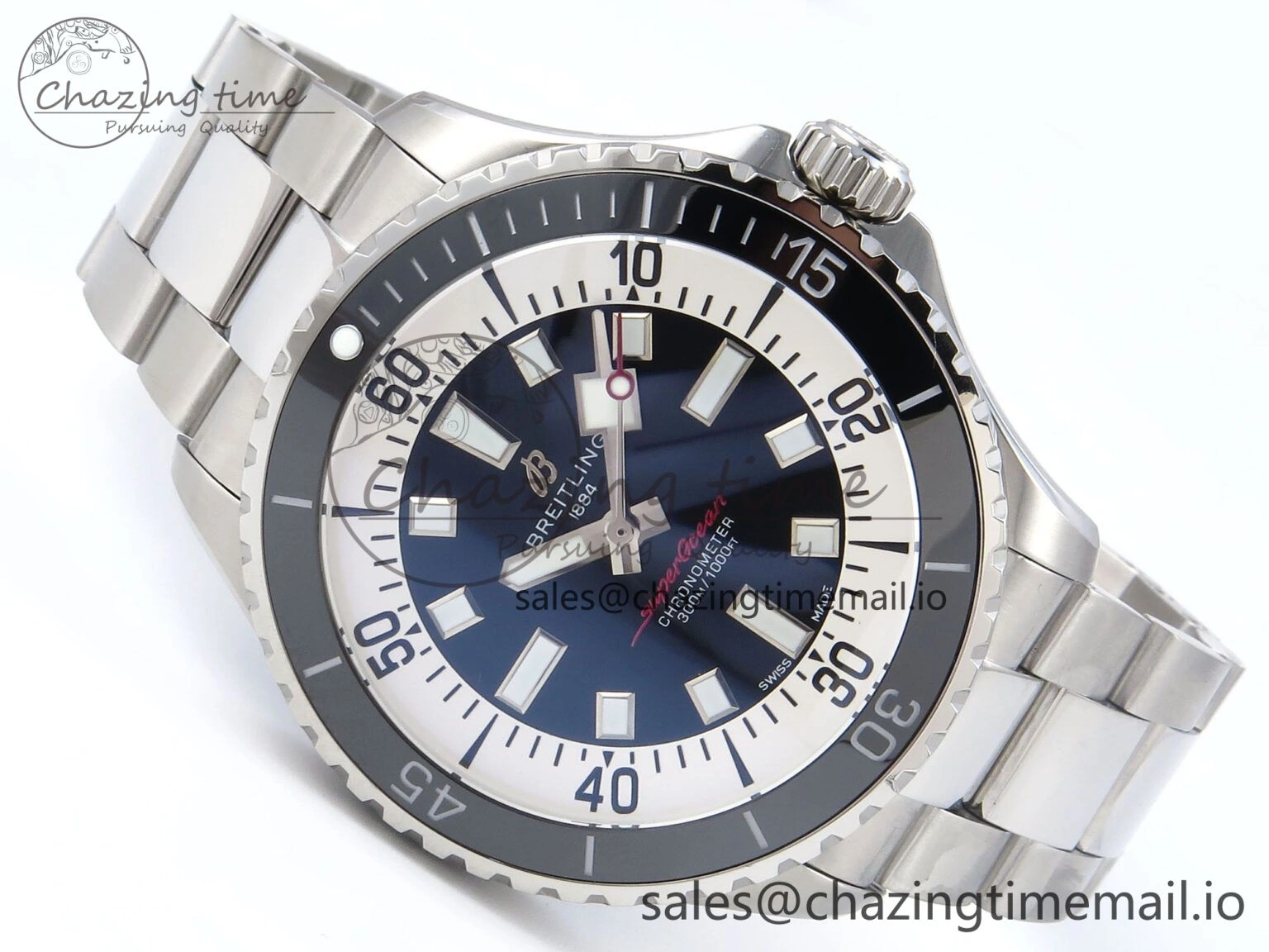 Reliable Superocean 44mm SS TF 1:1 Best Edition Black Dial on SS Bracelet A 5428