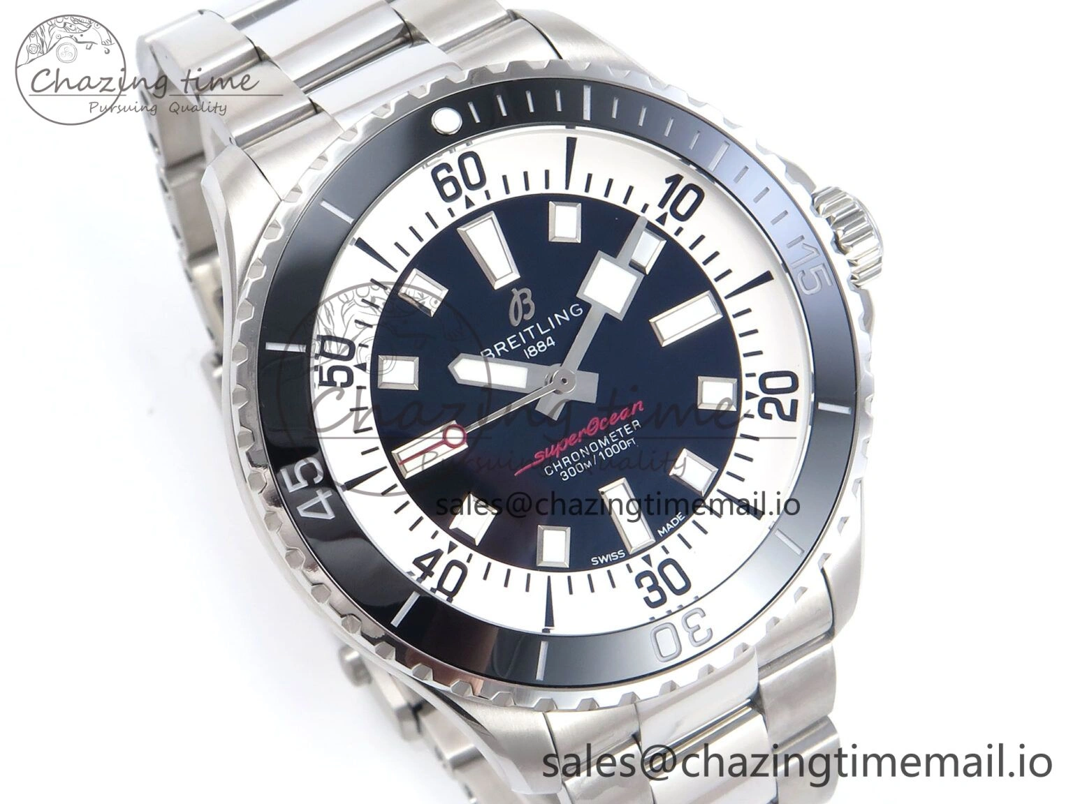 Reliable Superocean 44mm SS TF 1:1 Best Edition Black Dial on SS Bracelet A 5428