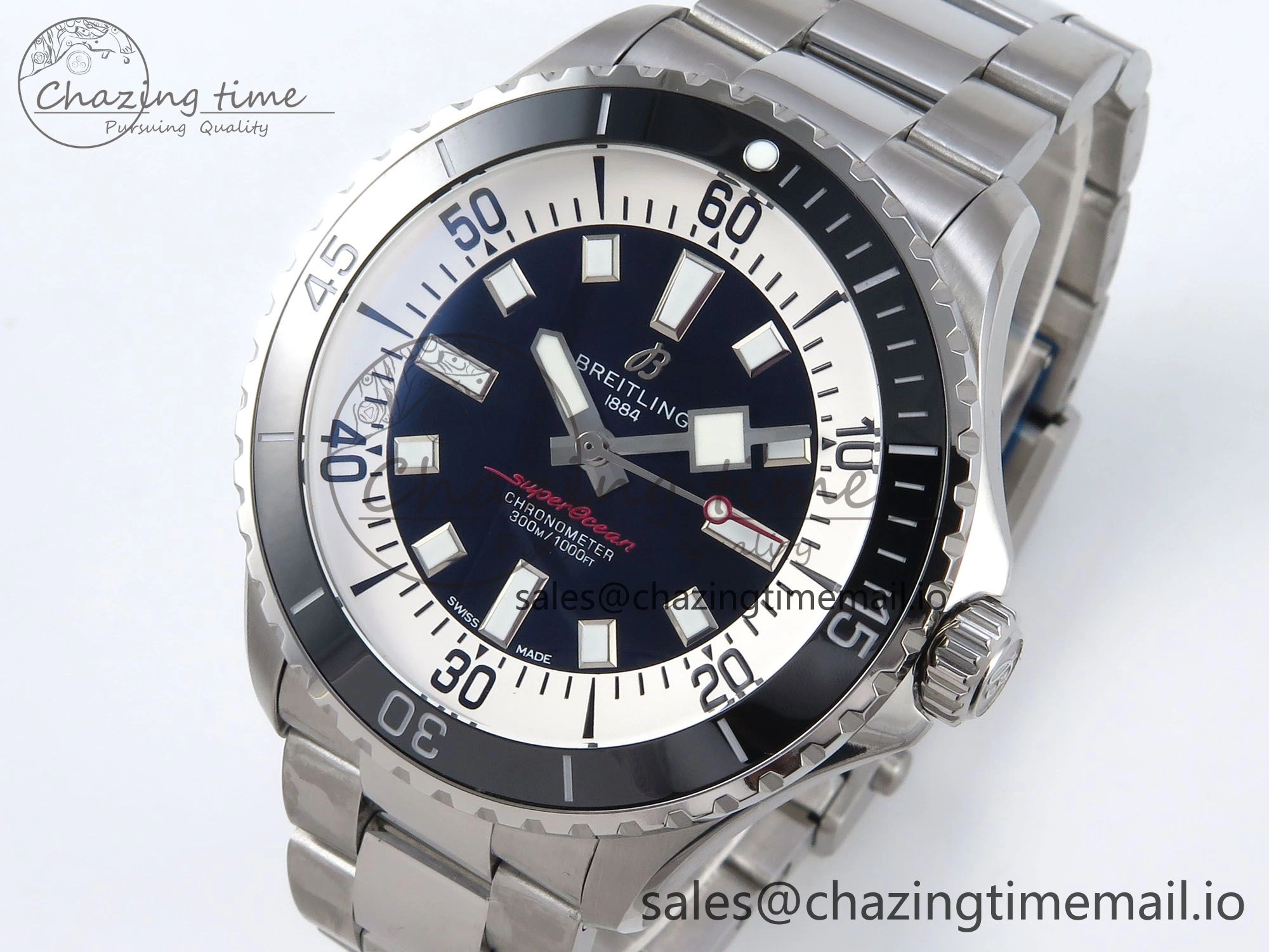 Reliable Superocean 44mm SS TF 1:1 Best Edition Black Dial on SS Bracelet A 5428