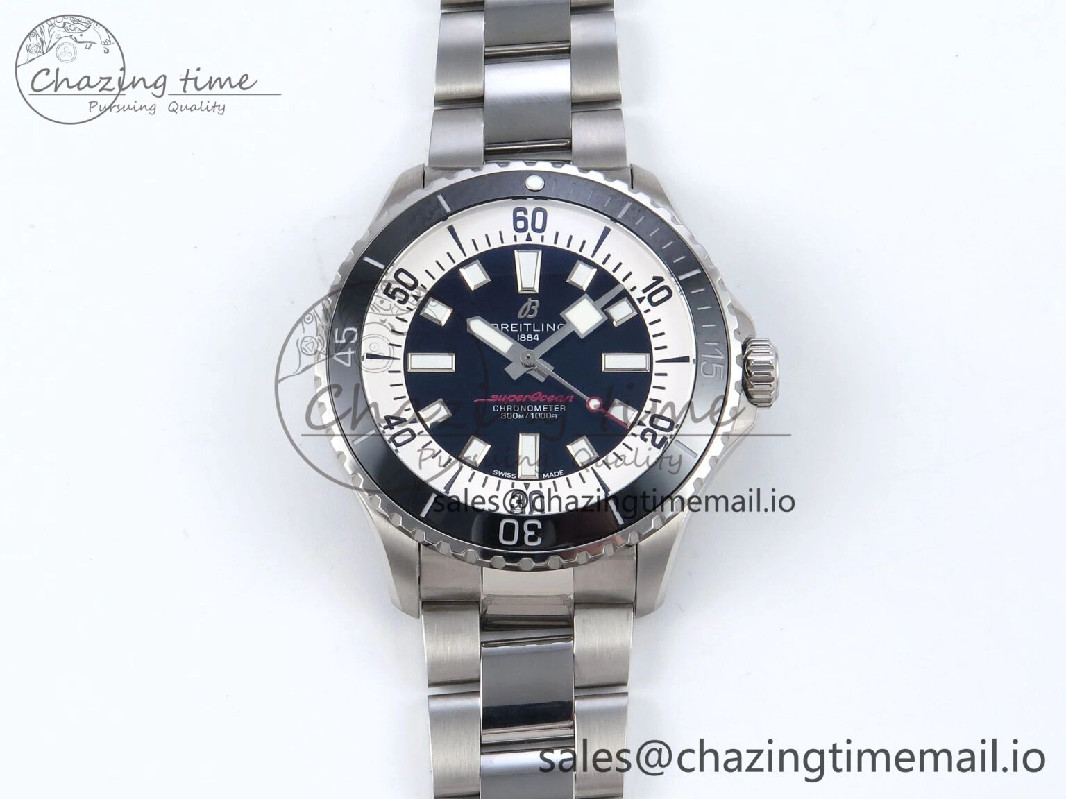 Reliable Superocean 44mm SS TF 1:1 Best Edition Black Dial on SS Bracelet A 5428