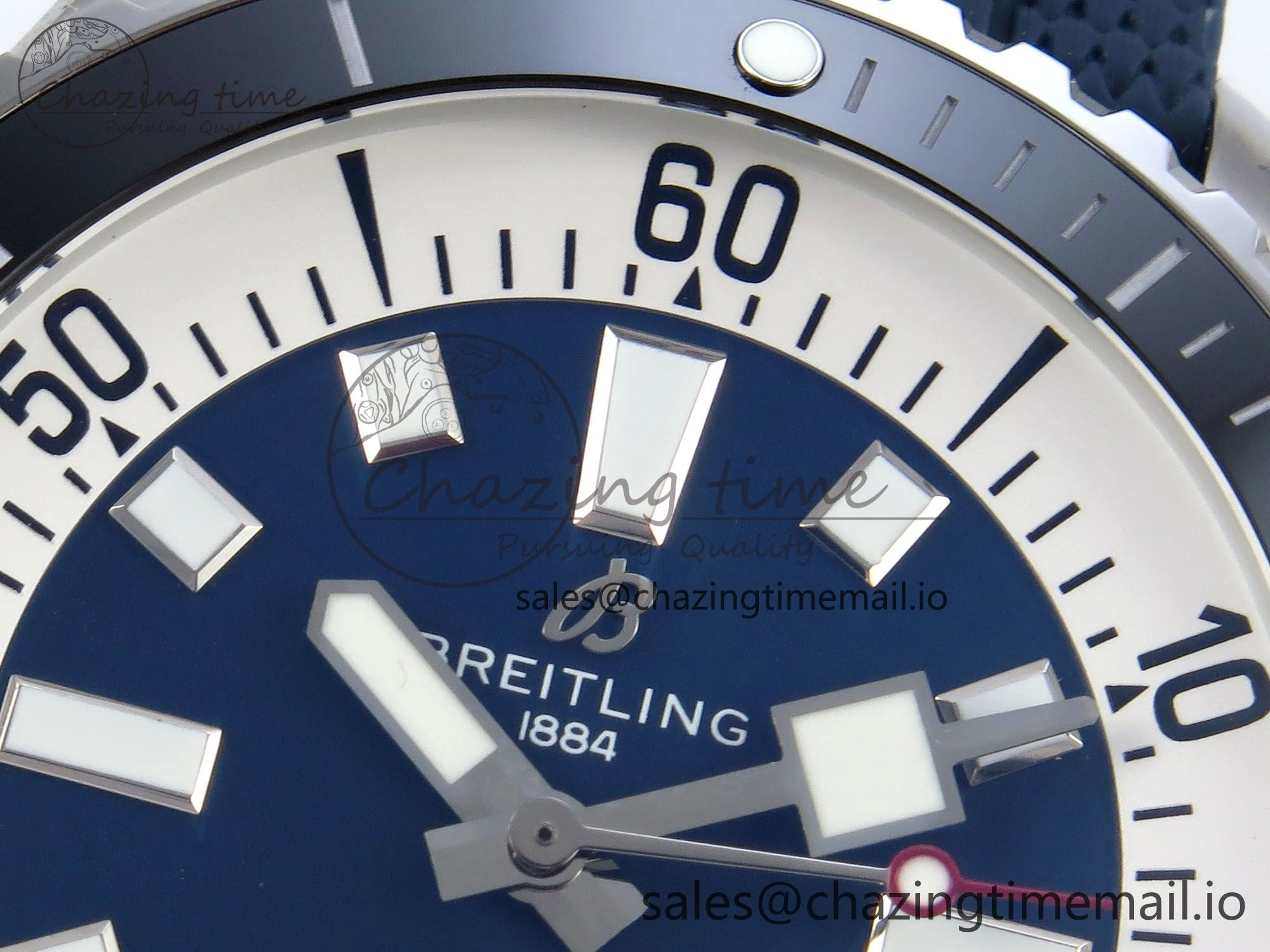 Superocean 44mm SS TF 1:1 Best Edition Blue Dial Black Bezel on Blue Rubber Strap A Classic 5417