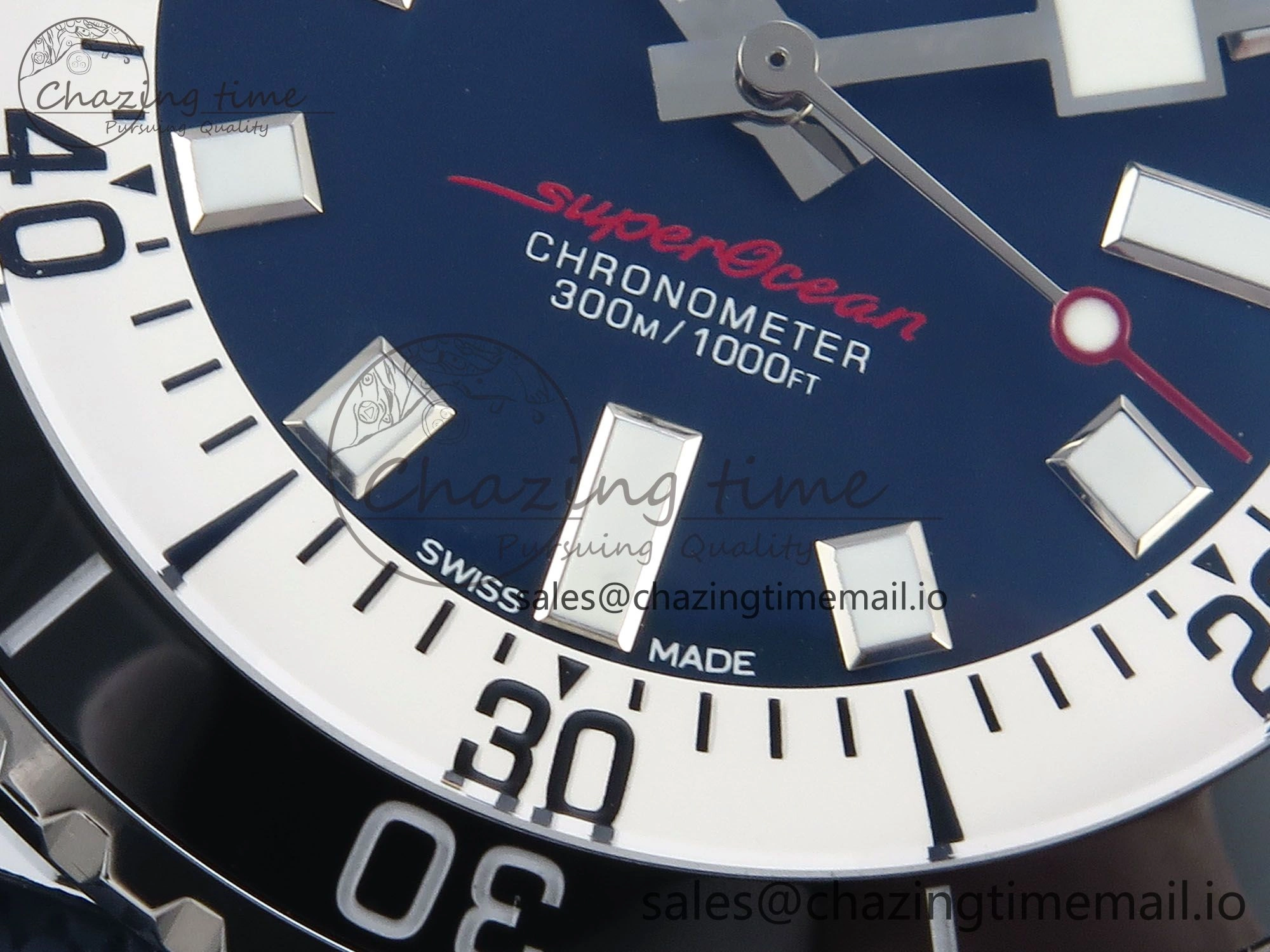 Superocean 44mm SS TF 1:1 Best Edition Blue Dial Black Bezel on Blue Rubber Strap A Classic 5417