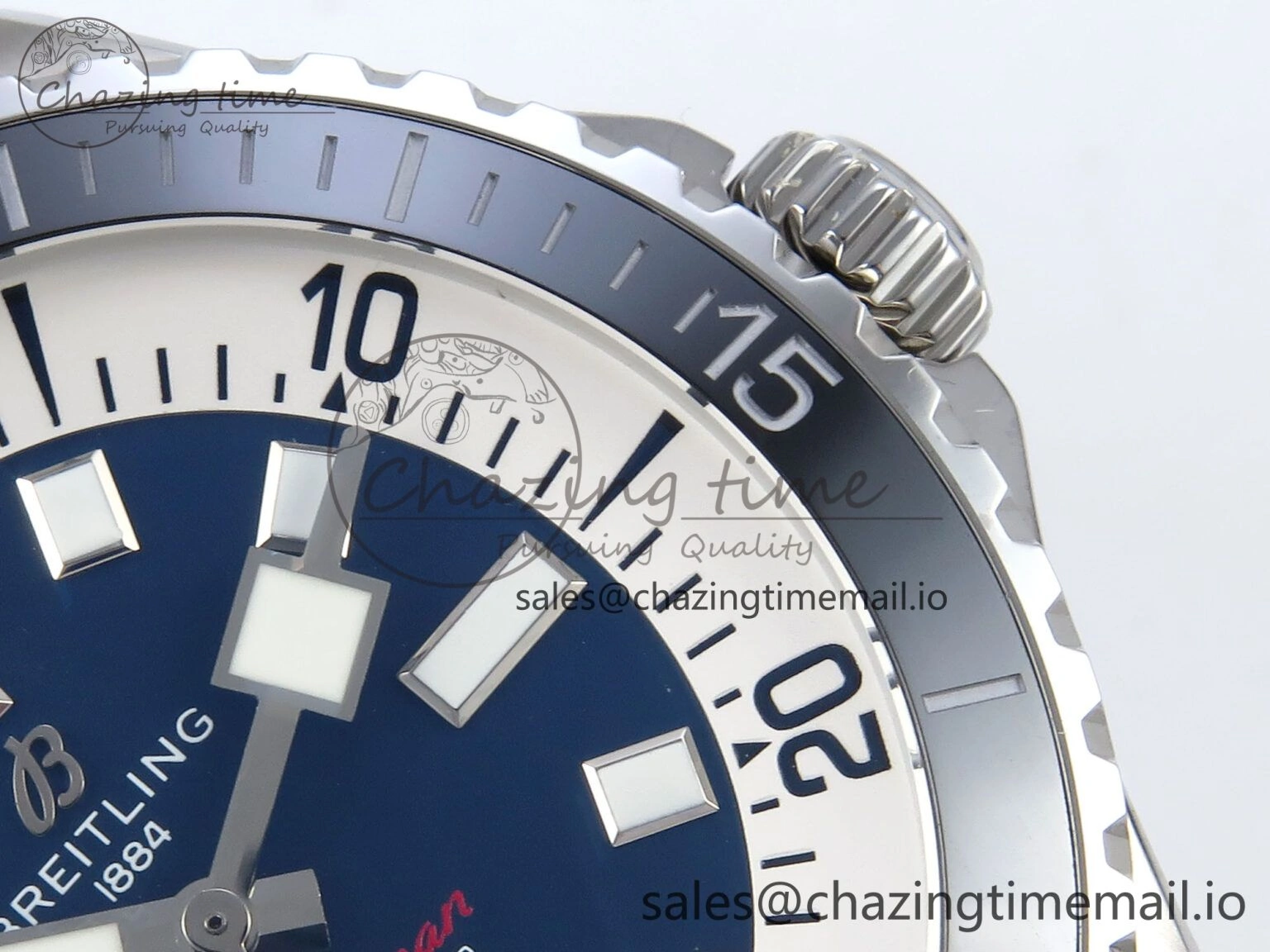 Superocean 44mm SS TF 1:1 Best Edition Blue Dial Black Bezel on Blue Rubber Strap A Classic 5417