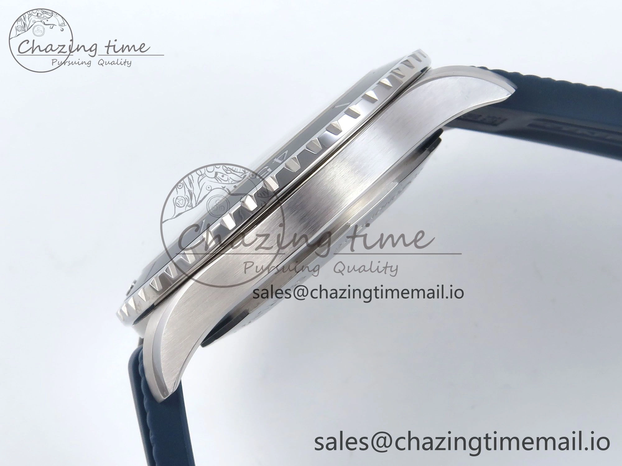 Superocean 44mm SS TF 1:1 Best Edition Blue Dial Black Bezel on Blue Rubber Strap A Classic 5417