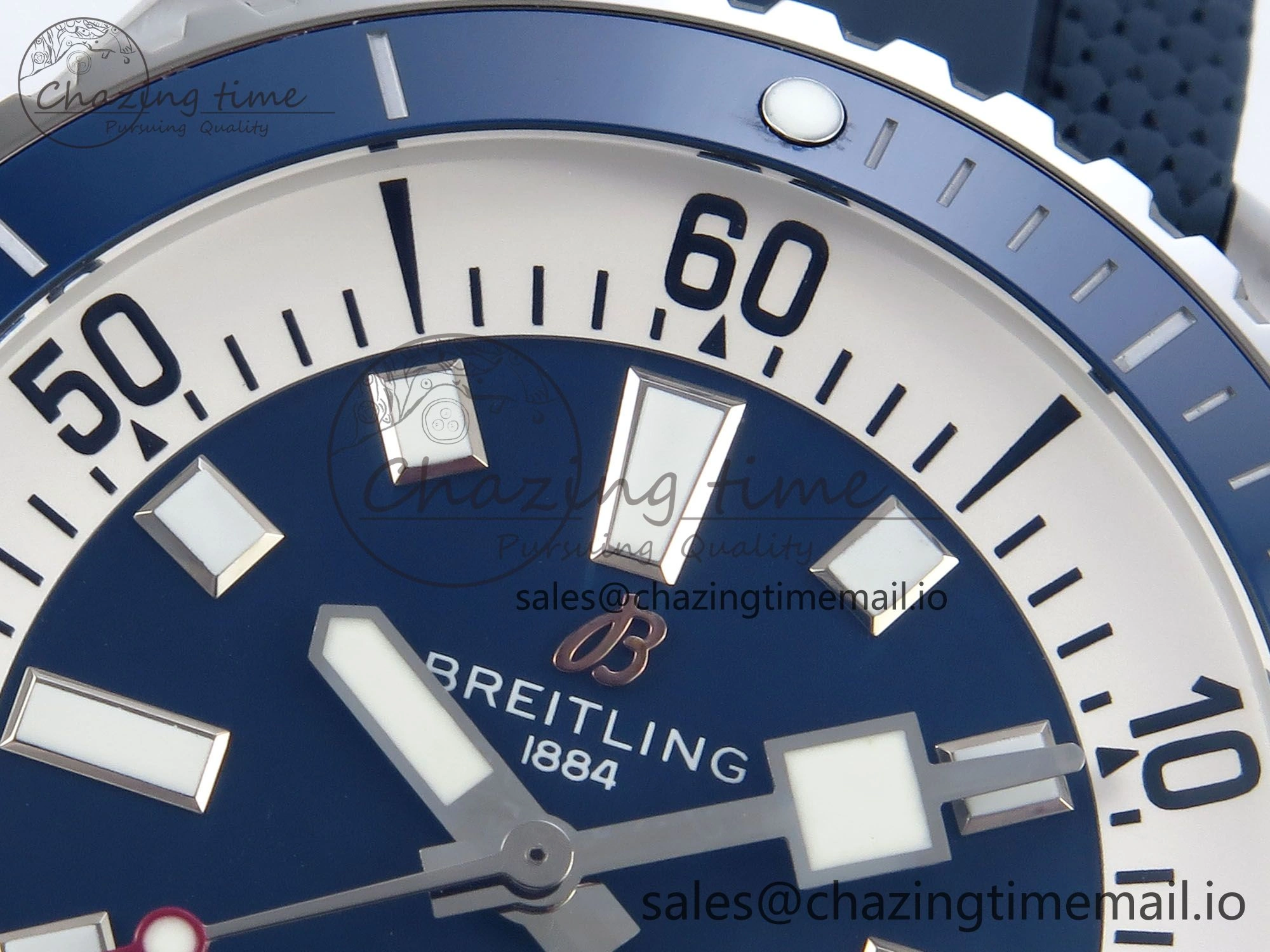 Superocean 44mm SS TF 1:1 Best Edition Blue Dial Blue Bezel on Blue Rubber Strap A Attractive 5416