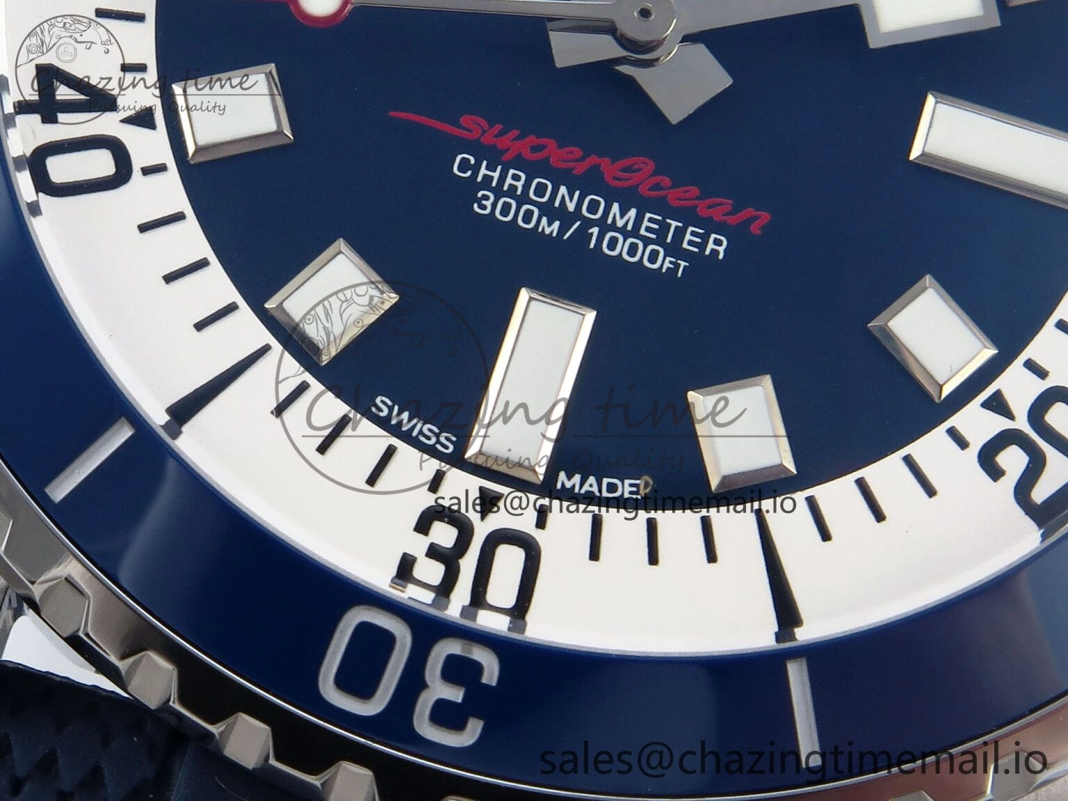Superocean 44mm SS TF 1:1 Best Edition Blue Dial Blue Bezel on Blue Rubber Strap A Attractive 5416