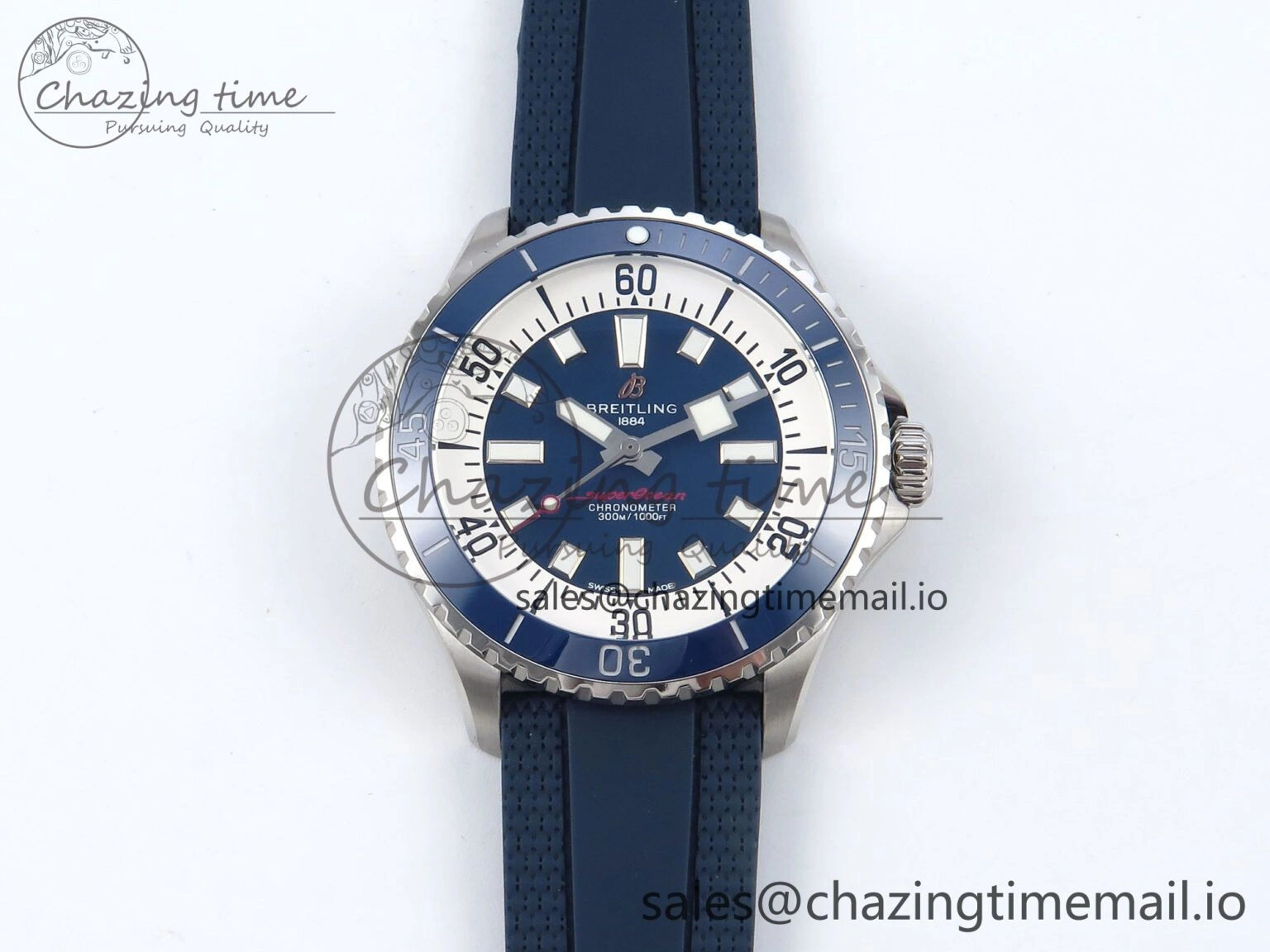 Superocean 44mm SS TF 1:1 Best Edition Blue Dial Blue Bezel on Blue Rubber Strap A Attractive 5416