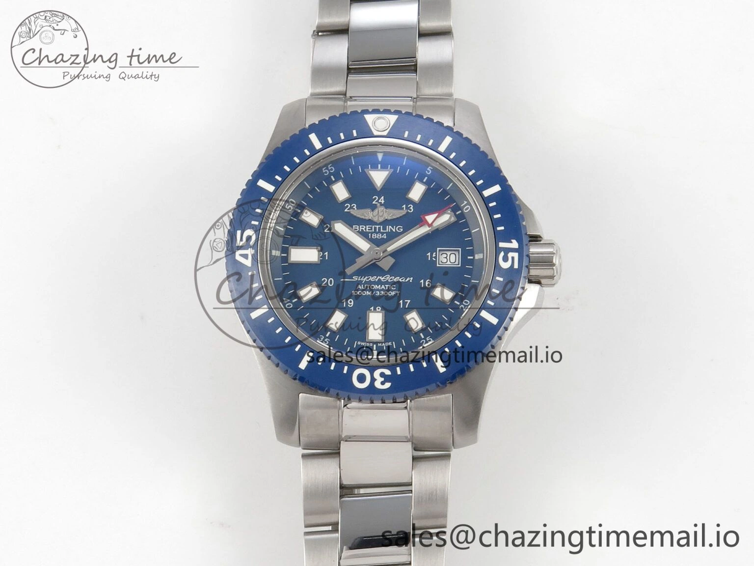 Youthful Superocean 44mm SS TF 1:1 Best Edition Blue Dial Blue Bezel on SS Bracelet A2824 V 5405