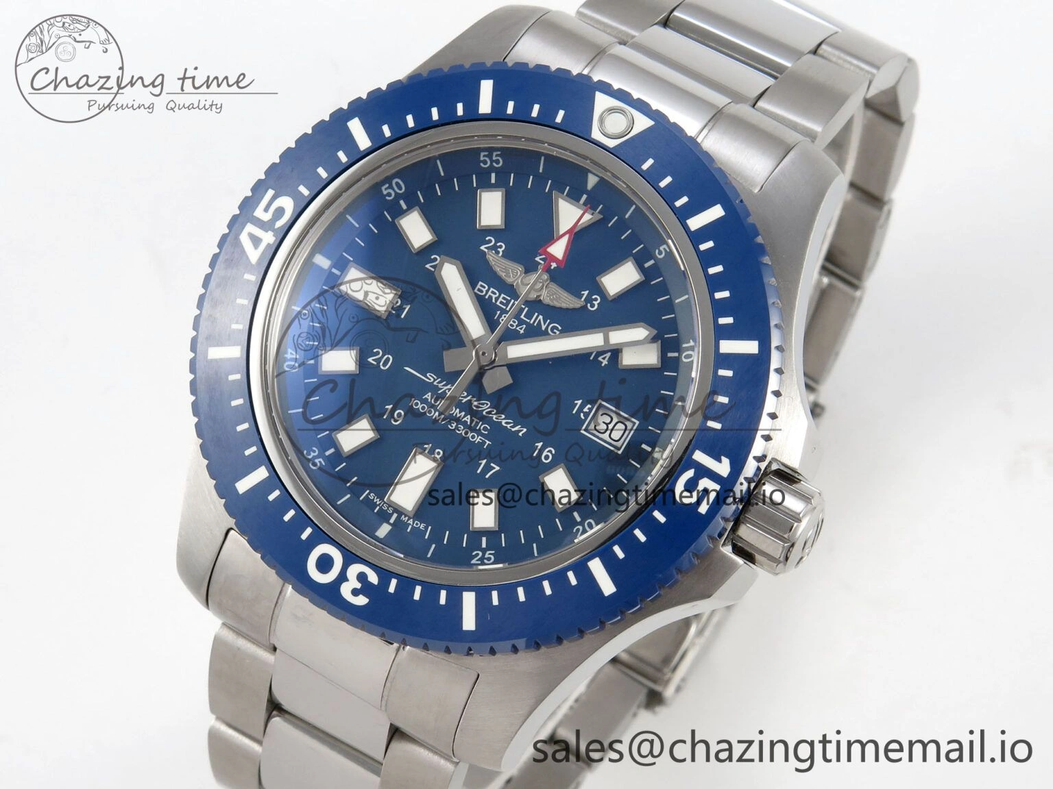 Youthful Superocean 44mm SS TF 1:1 Best Edition Blue Dial Blue Bezel on SS Bracelet A2824 V 5405