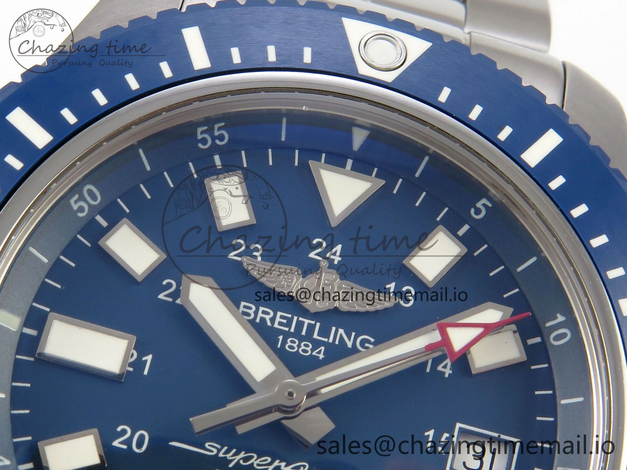 Youthful Superocean 44mm SS TF 1:1 Best Edition Blue Dial Blue Bezel on SS Bracelet A2824 V 5405