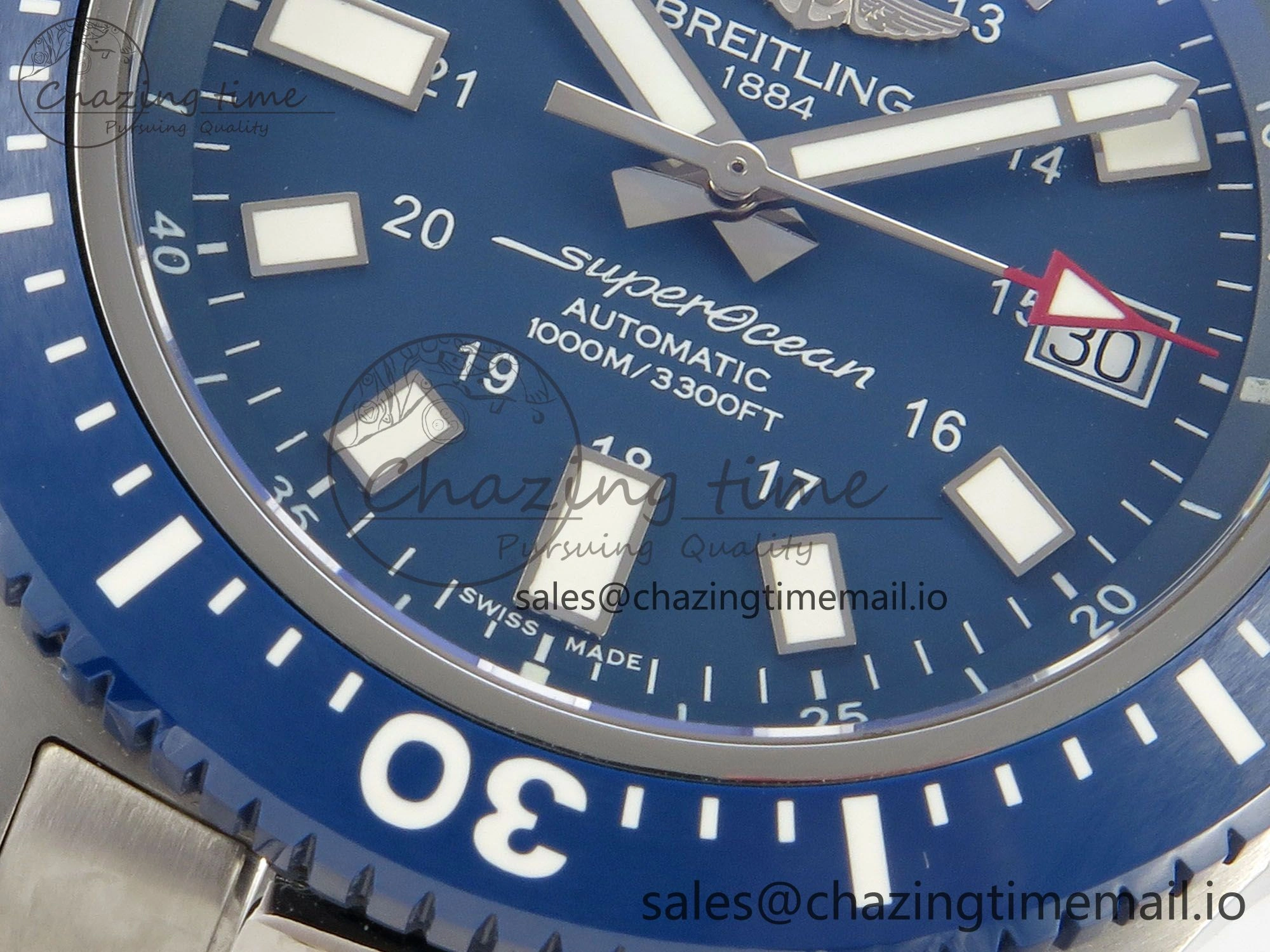 Youthful Superocean 44mm SS TF 1:1 Best Edition Blue Dial Blue Bezel on SS Bracelet A2824 V 5405