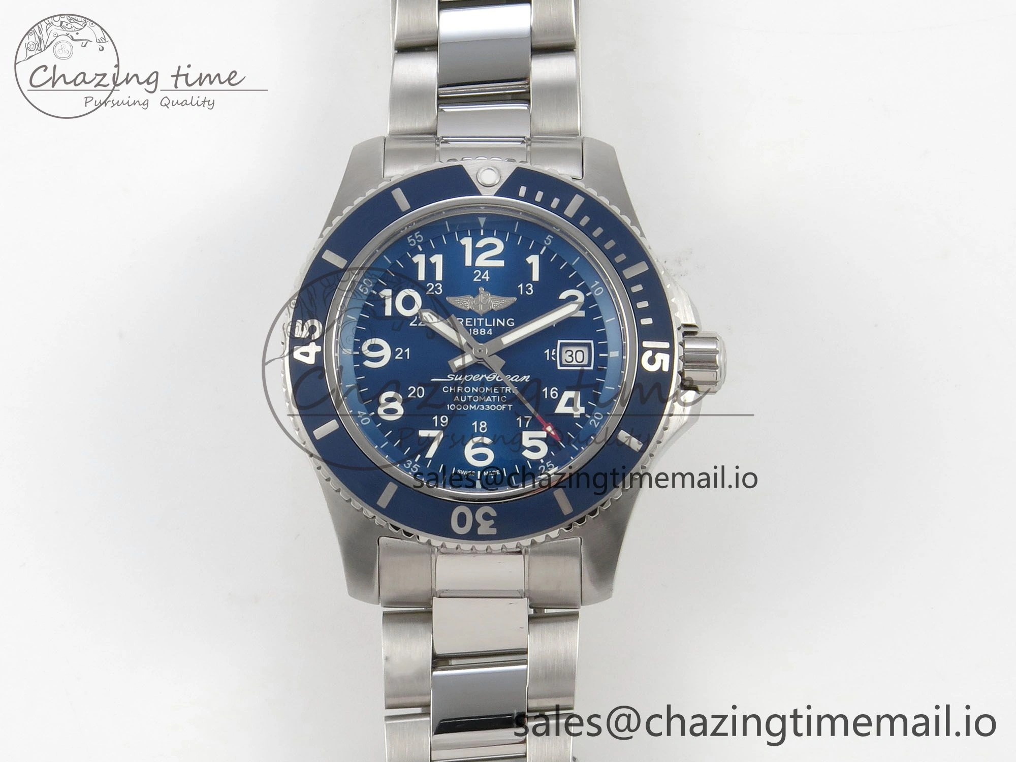 Superocean 44mm SS TF 1:1 Best Edition Blue Dial Blue Bezel on SS Bracelet A2824 V SunProtective 5404
