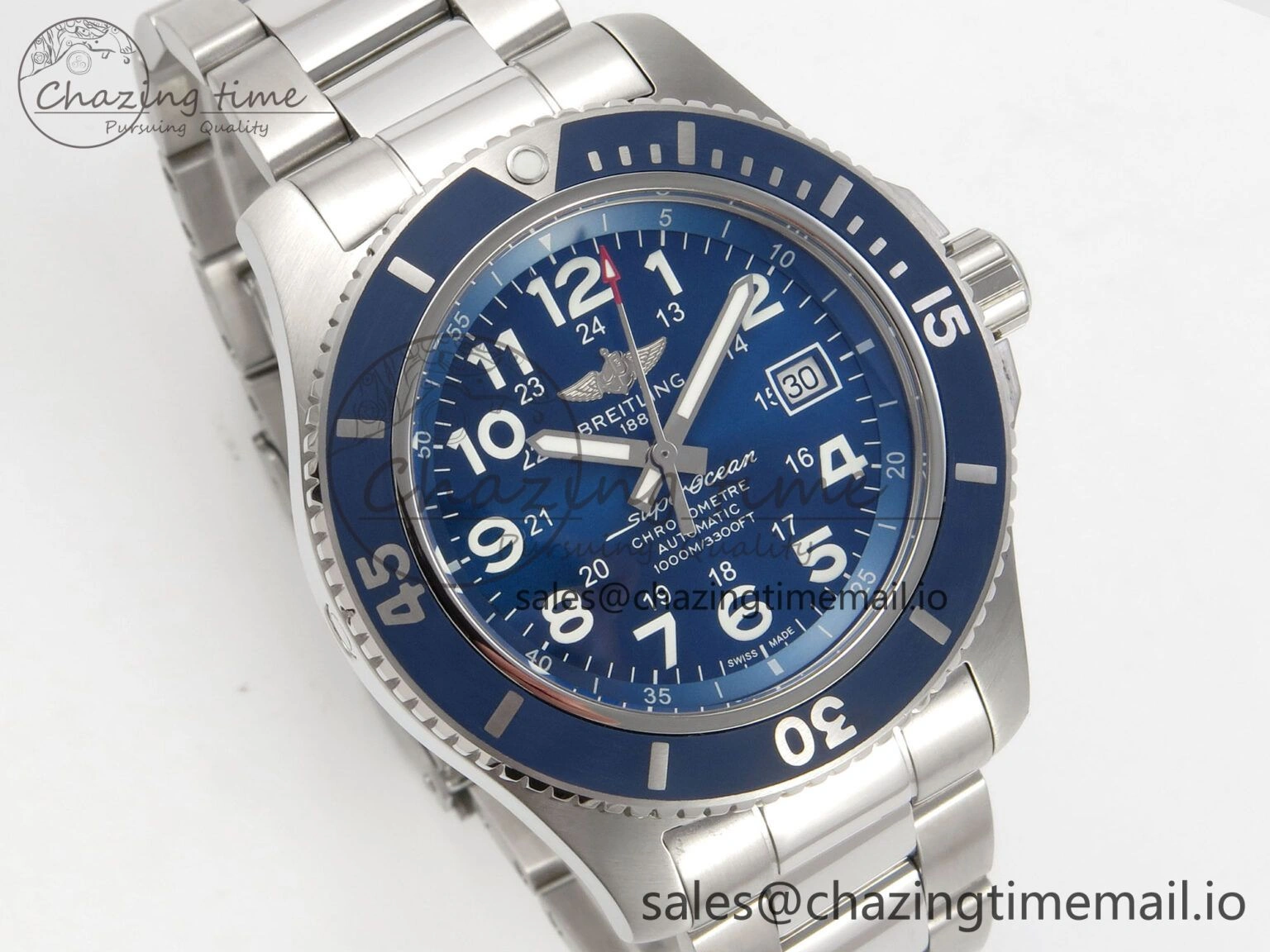 Superocean 44mm SS TF 1:1 Best Edition Blue Dial Blue Bezel on SS Bracelet A2824 V SunProtective 5404